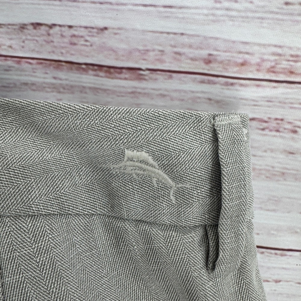 Tommy Bahama Dress Pants Mens 40x27 Silk Herringbone Flat Front Khaki Trousers - Picture 7 of 9
